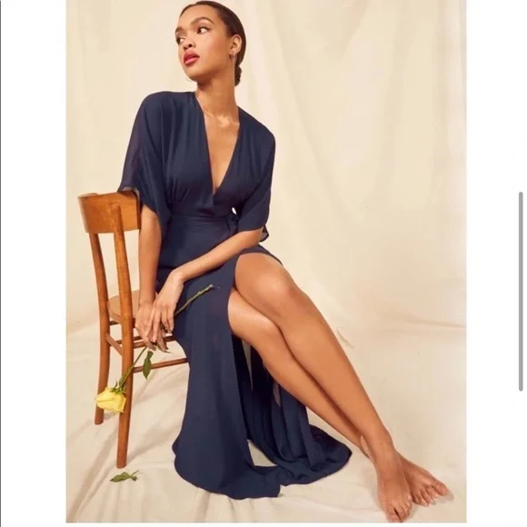 REFORMATION Navy Blue Winslow Maxi Dress New with Tags! - Picture 4 of 11
